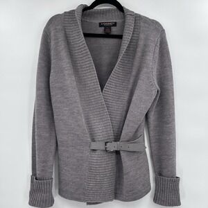 A. Giannetti Womens 100% Merino Wool Belted Sweater Size S Gray Preppy Old Money
